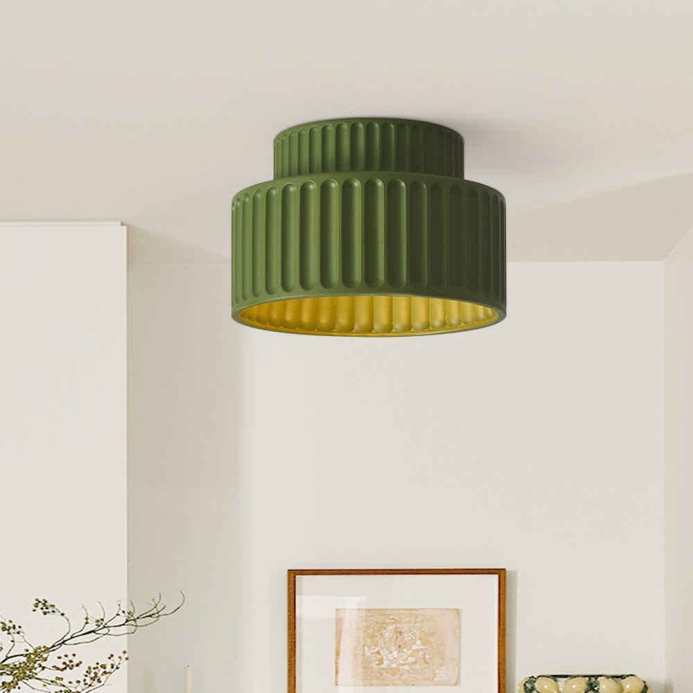 Luminara krämfärgad taklampa i tyg med trumskärm – halvt infälld montering, en glödlampa