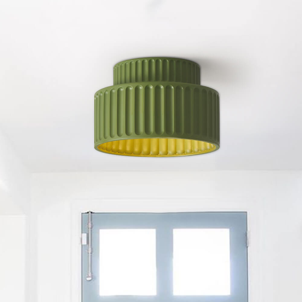 Luminara krämfärgad taklampa i tyg med trumskärm – halvt infälld montering, en glödlampa