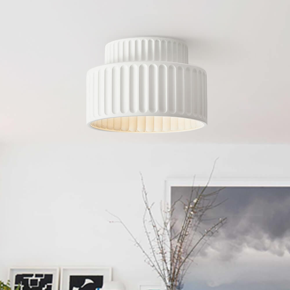Luminara krämfärgad taklampa i tyg med trumskärm – halvt infälld montering, en glödlampa