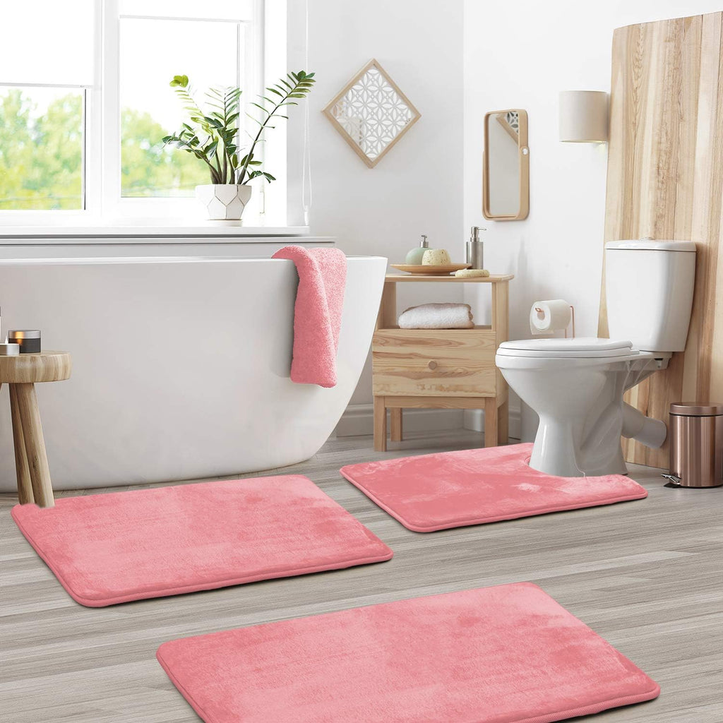 Set di 3 tappetini da bagno in memory foam LuxeCloud — Antiscivolo