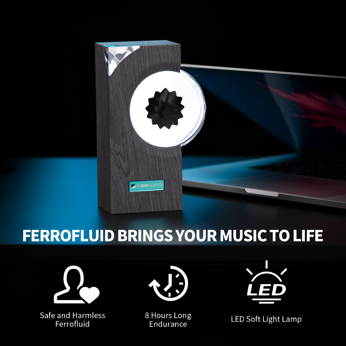 Ferrofluidní audiovizuální vizualizér - magnetický displej reagující na hudbu