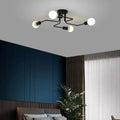 8-Light Integrated LED Ceiling Lamp — 3000K Warm White, Black Aluminum, 15 Meter Diameter Coverage