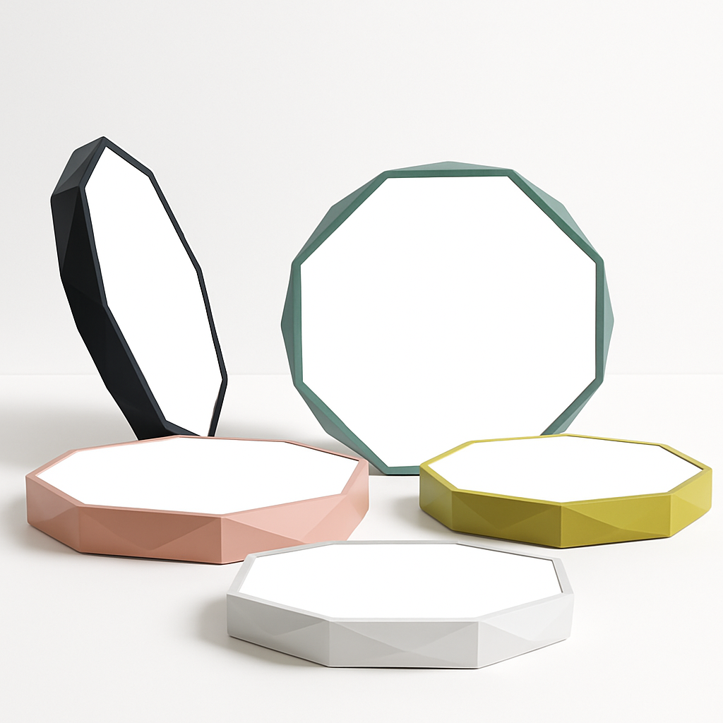 Plafonieră LED din acril, cu design octogonal — 30–60 cm, lampă geometrică colorată pentru cameră