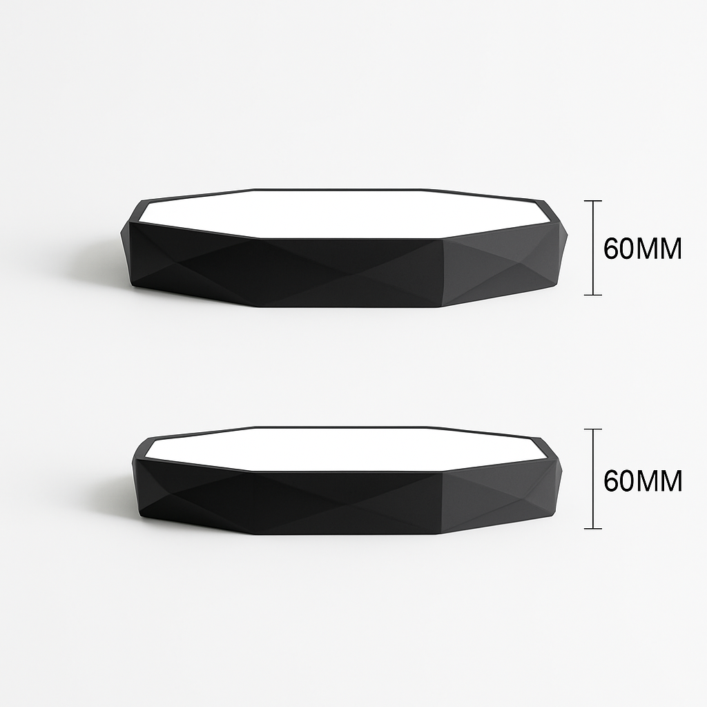 Plafonieră LED din acril, cu design octogonal — 30–60 cm, lampă geometrică colorată pentru cameră