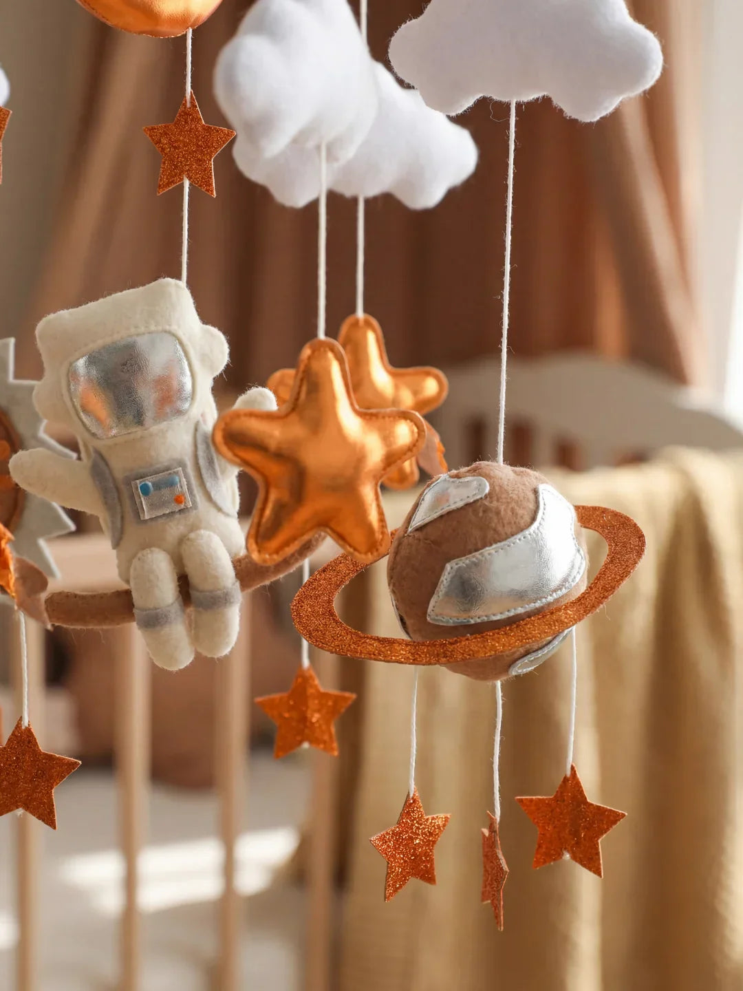 Wooden Baby Crib Mobile — Direct Arm Mount, Minimalist Design