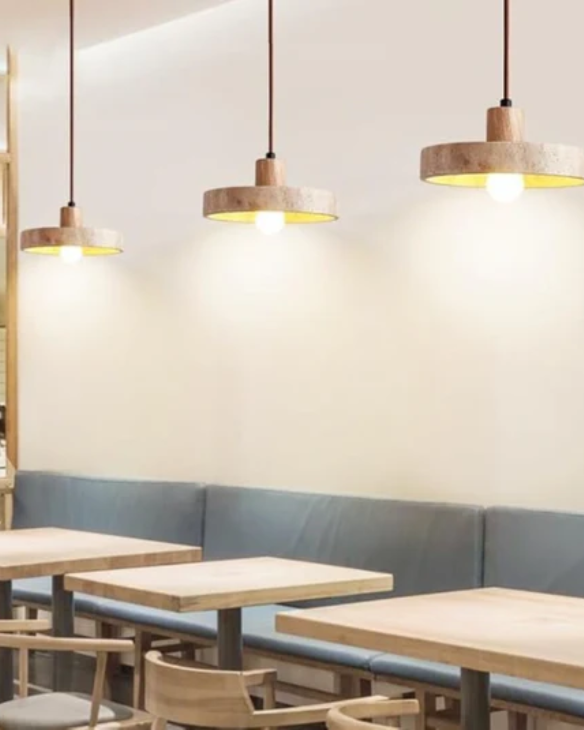 Nolare Travertine Pendant Light — Warm-Toned Inner Shade