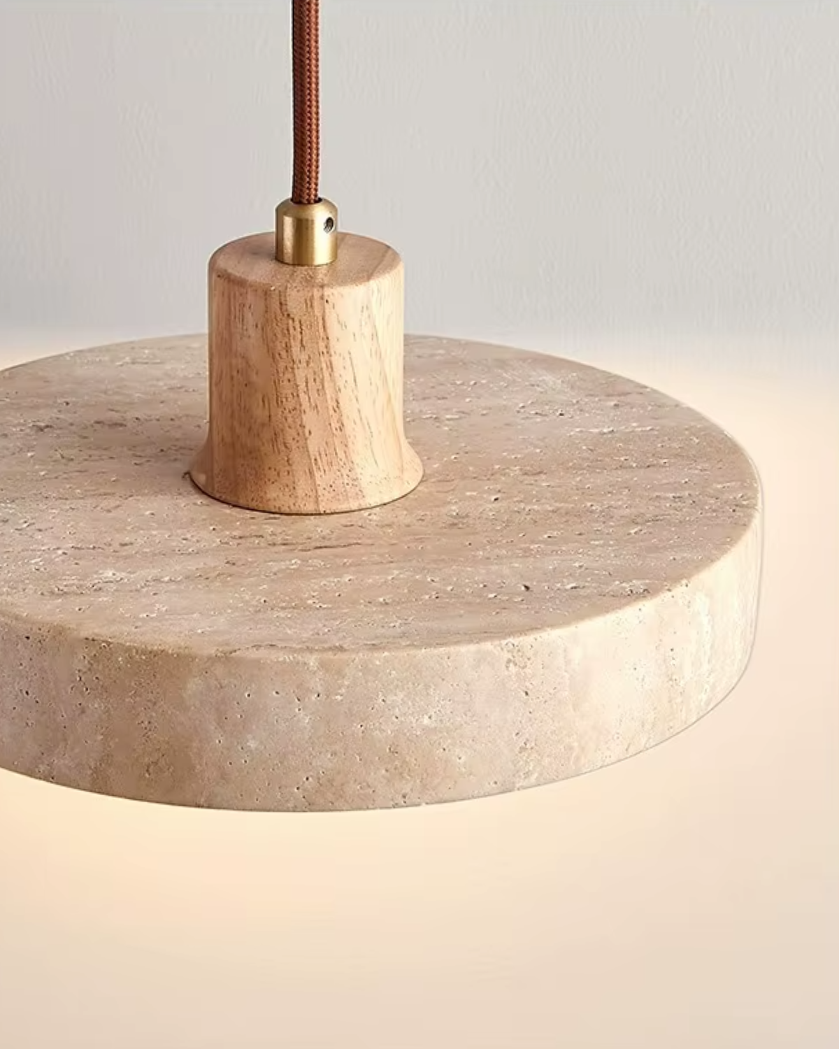 Nolare Travertine Pendant Light — Warm-Toned Inner Shade
