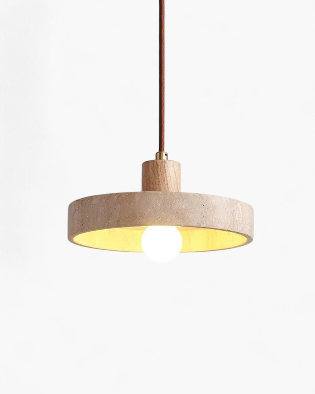 Nolare Travertine Pendant Light — Warm-Toned Inner Shade