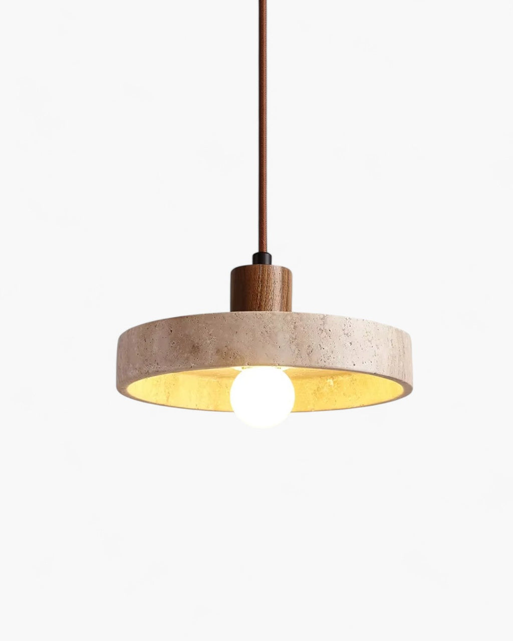 Nolare Travertine Pendant Light — Warm-Toned Inner Shade