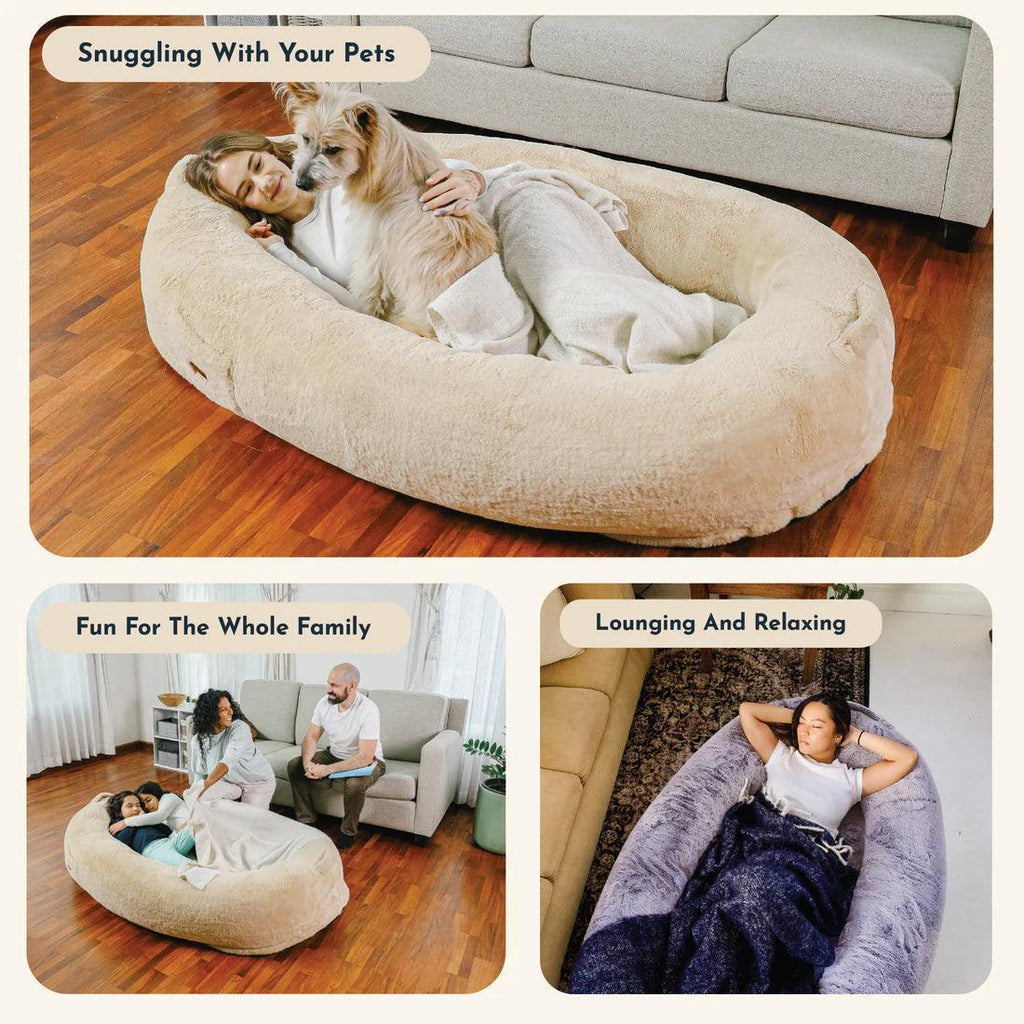 Lit ultra-confortable pour humains et chiens — Méridienne partagée surdimensionnée
