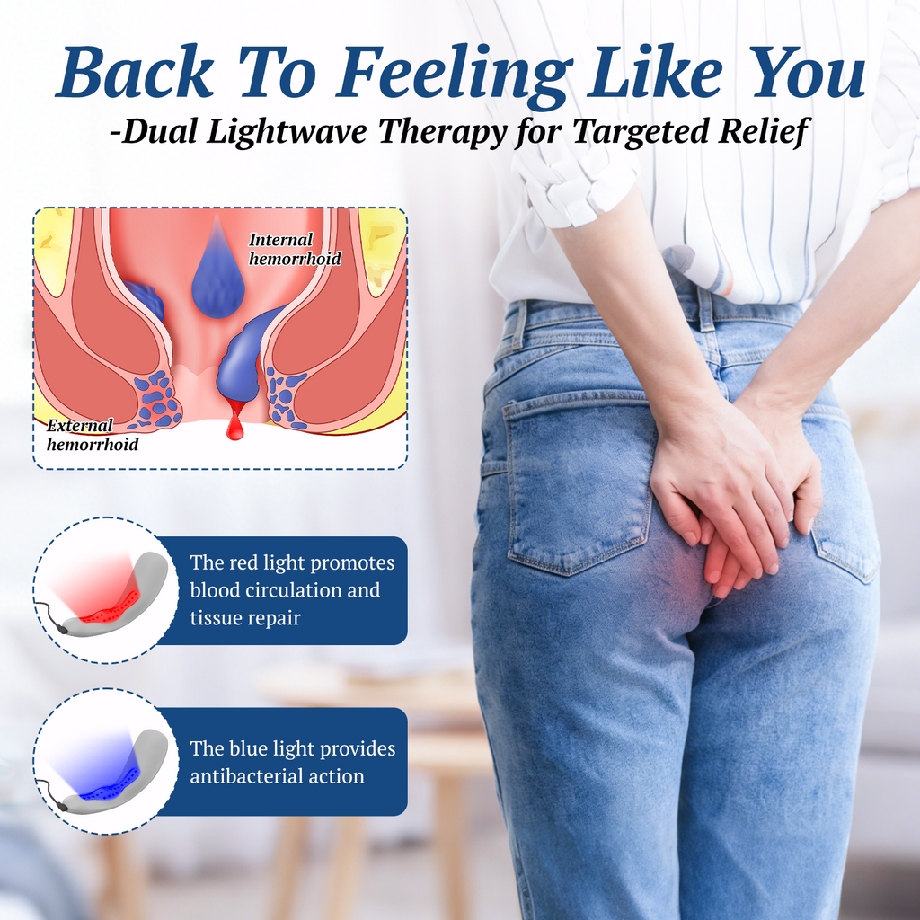 Portable Dual-Wavelength Light Therapy Device — Red and Blue Unit for Targeted Hemorrhoid Relief