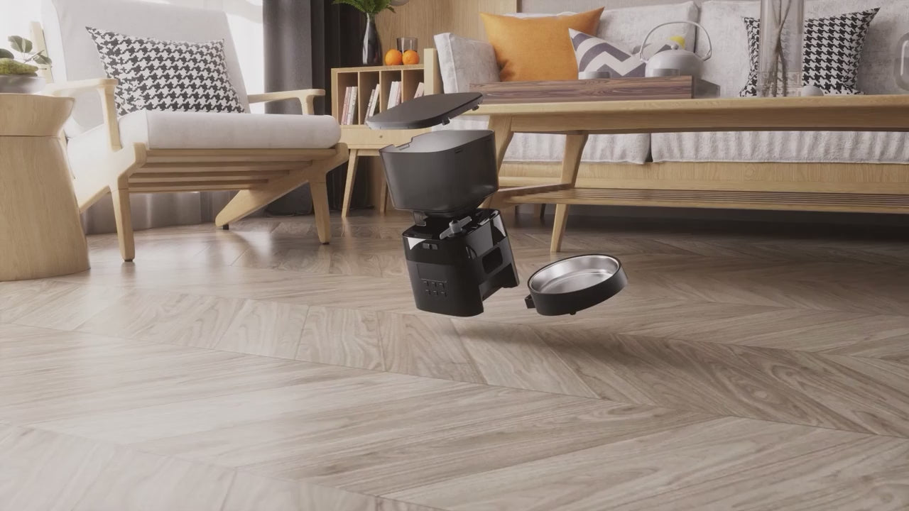 Dispensador Automático Programável de Comida para Gatos e Cães – Ecrã LCD Digital, Sistema de Refeições Temporizadas