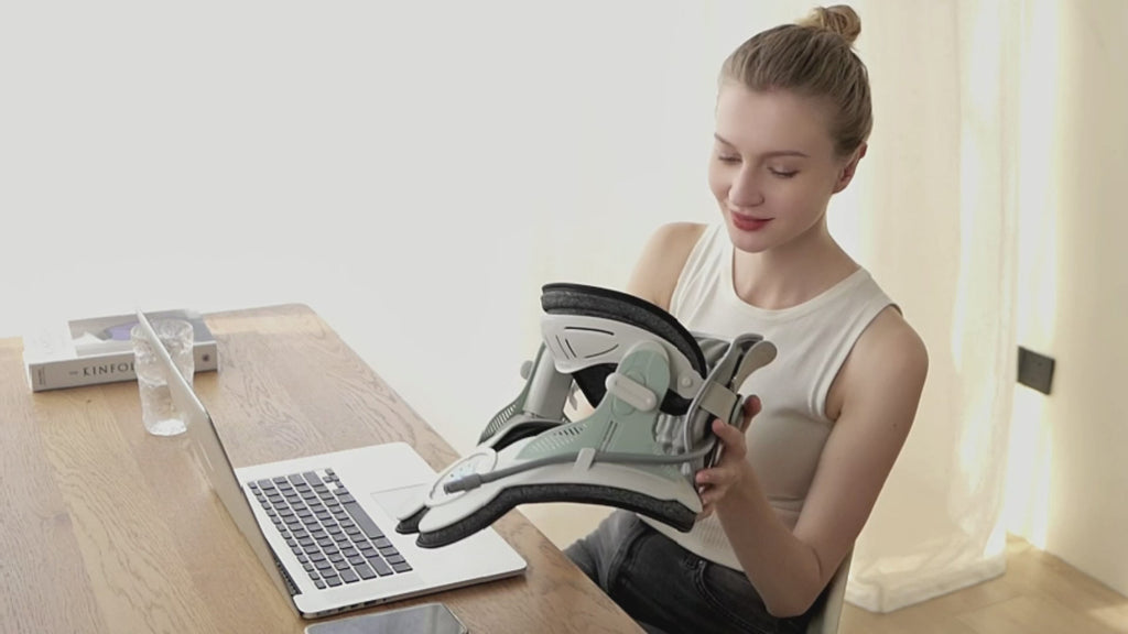Collare cervicale gonfiabile — sistema ad aria a otto camere, allungamento ergonomico di 26 gradi