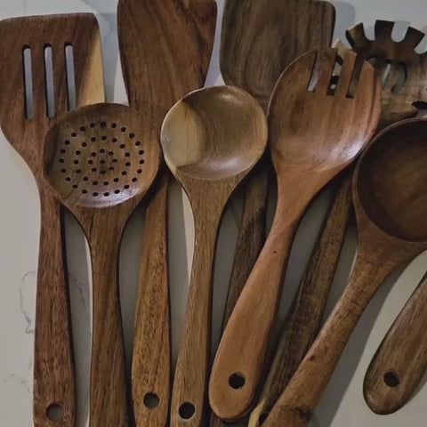 ナチュラルチーク材キッチン用品9点セット