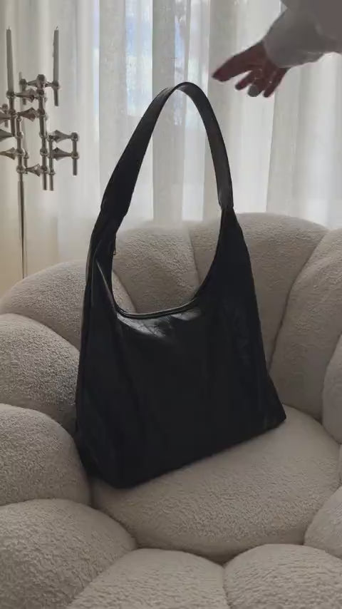 Saco de couro vintage envelhecido — inclui estojo de cosméticos