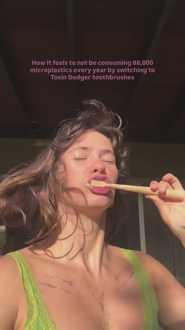 Four-Pack Bamboo Toothbrush Set — Natural Bristle Design