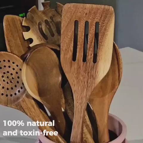 ナチュラルチーク材キッチン用品9点セット