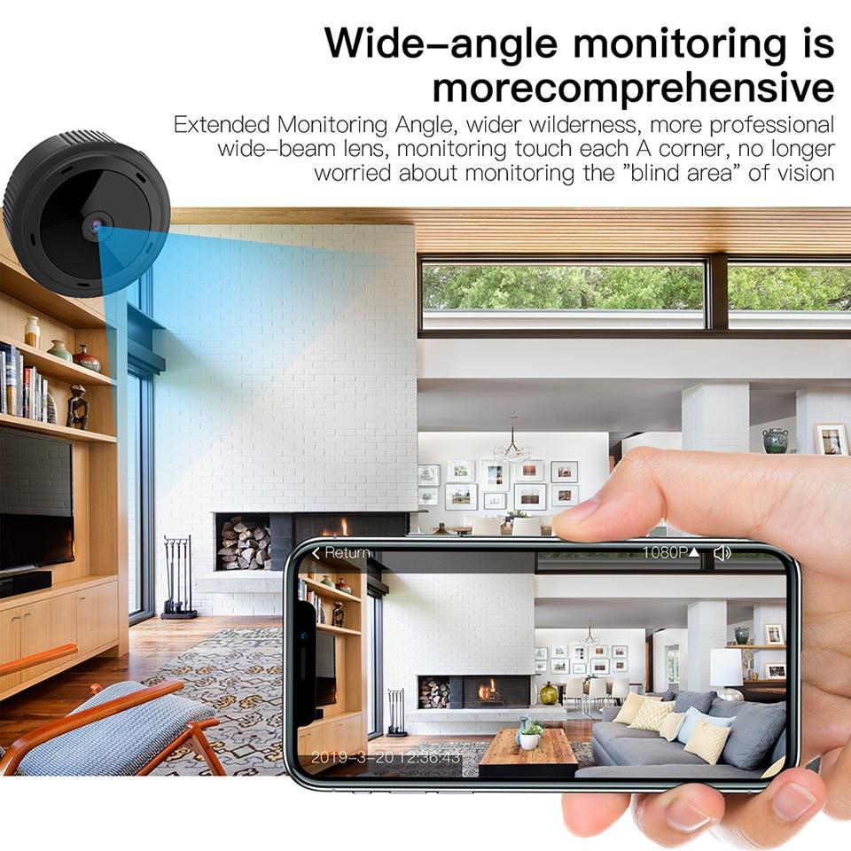 Mini cámara WiFi 1080P HD con visión nocturna IR, cámara de seguridad para el hogar y monitor para bebés