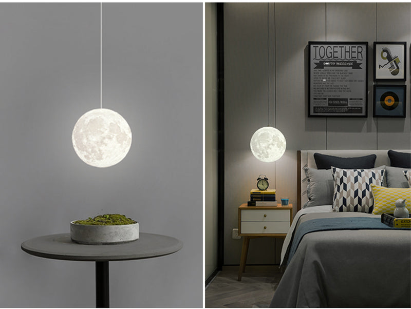 Lampă suspendată 3D cu lună plină — cablu de 39.4-inch, putere de 3W