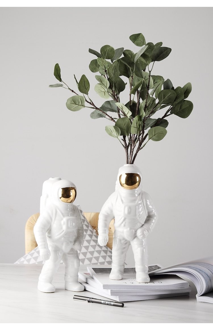 AstroVoyage Orb Vase — Celestial Space Theme Astronaut Figure