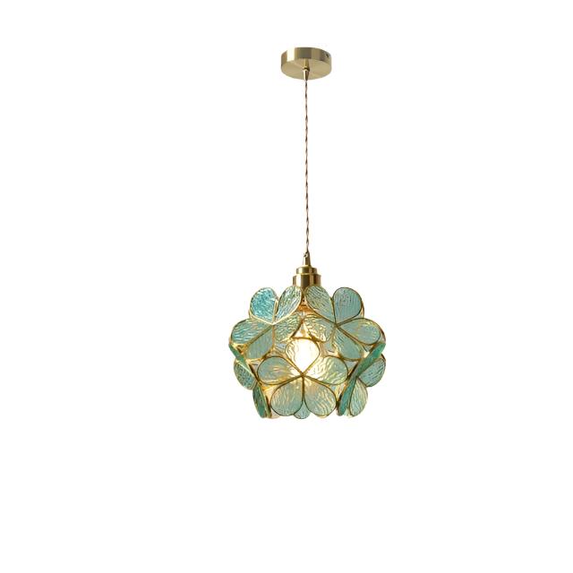 Aurea Florale Glas-LED-Pendelleuchte mit eleganten goldenen Akzenten