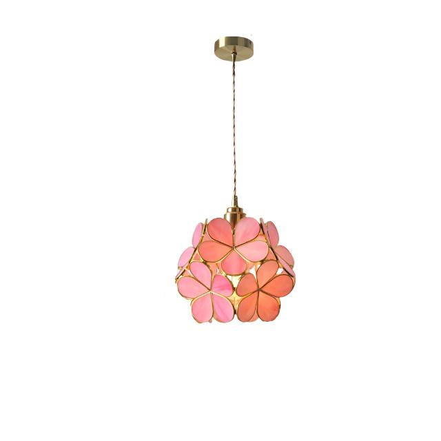Aurea Florale Glas-LED-Pendelleuchte mit eleganten goldenen Akzenten