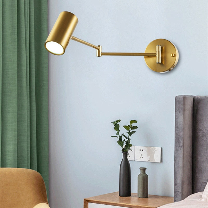 AeroLume Swivel Arm Wall Sconce — Brushed Brass Iron Finish