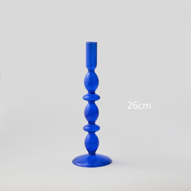 Kobaltblaue Kerzenhalter aus mundgeblasenem Glas – Retroformen