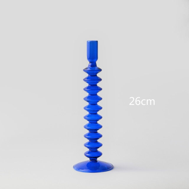 Kobaltblaue Kerzenhalter aus mundgeblasenem Glas – Retroformen