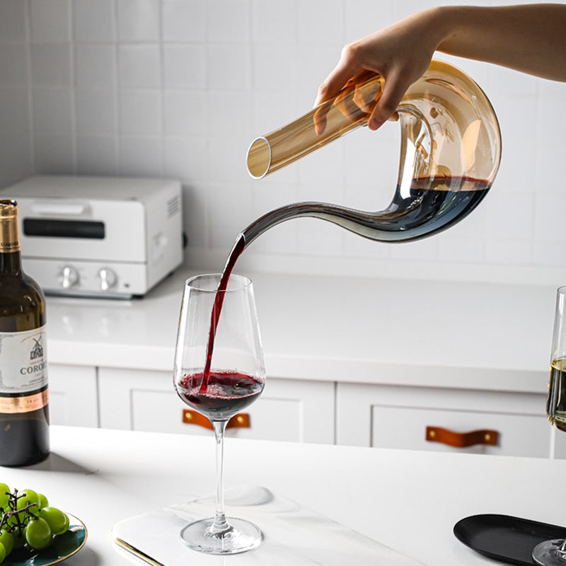 Luminara Santa Rosa kristallen wijnkaraf — aererend ontwerp van 1.5 liter, moderne abstracte vorm