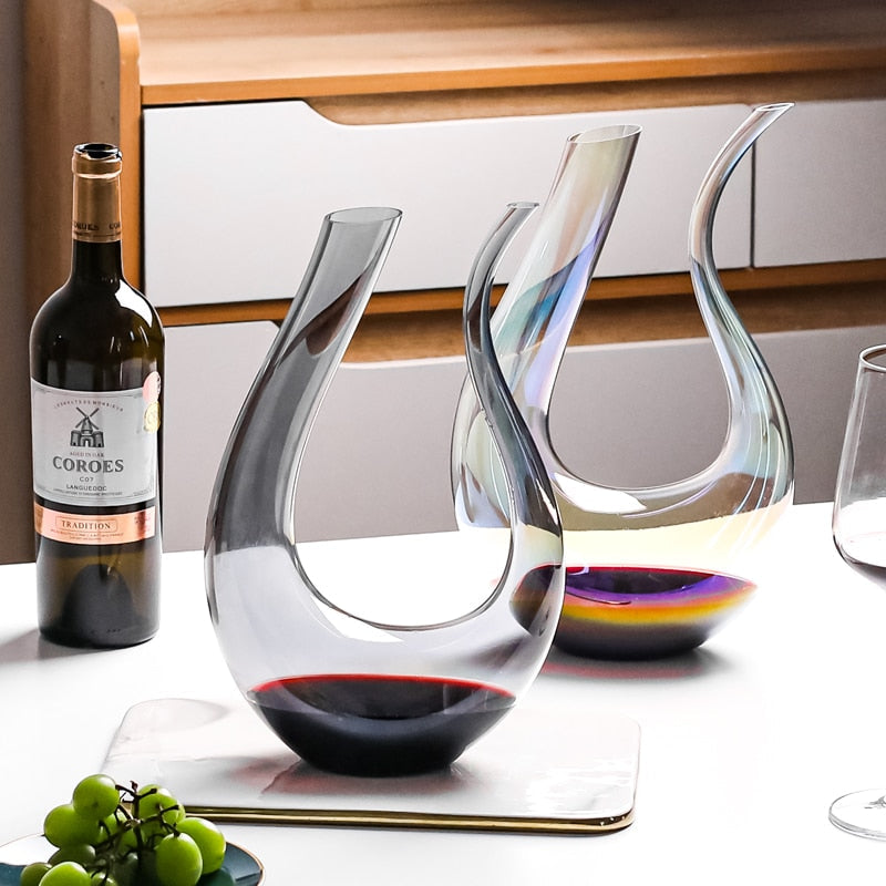 Luminara Santa Rosa kristallen wijnkaraf — aererend ontwerp van 1.5 liter, moderne abstracte vorm