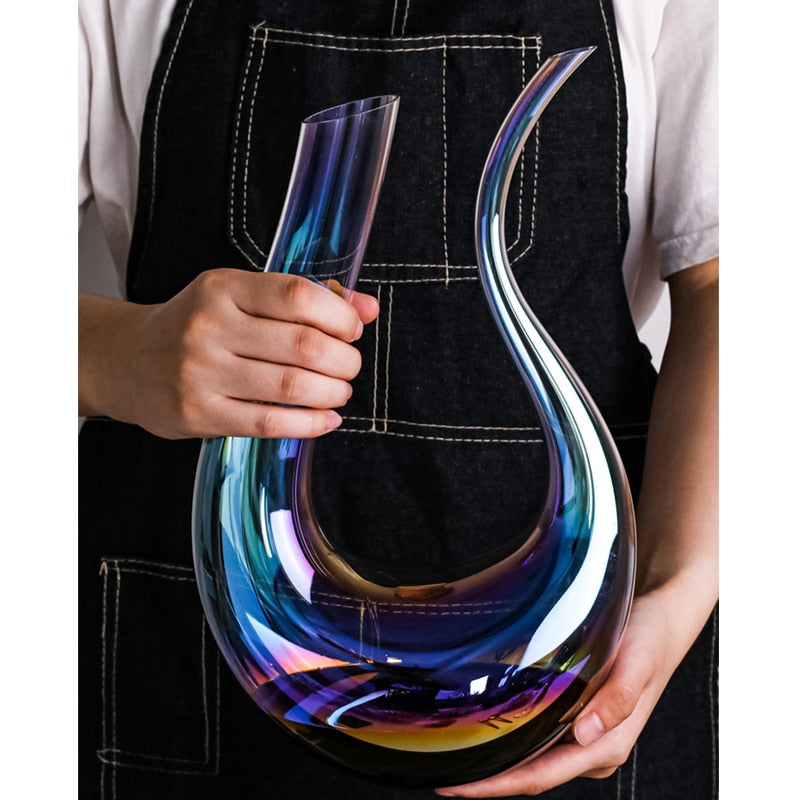 Luminara Santa Rosa kristallen wijnkaraf — aererend ontwerp van 1.5 liter, moderne abstracte vorm