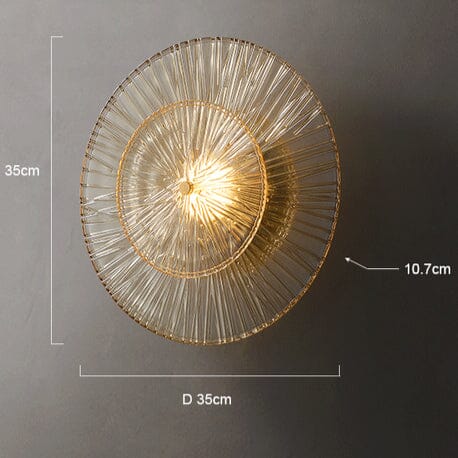 Postmoderne Glaswandleuchte Zali — strukturierter Kristallrahmen in mattem Gold