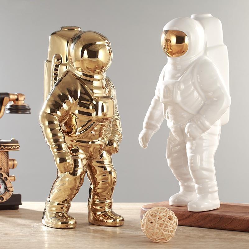 AstroVoyage Orb Vase — Celestial Space Theme Astronaut Figure