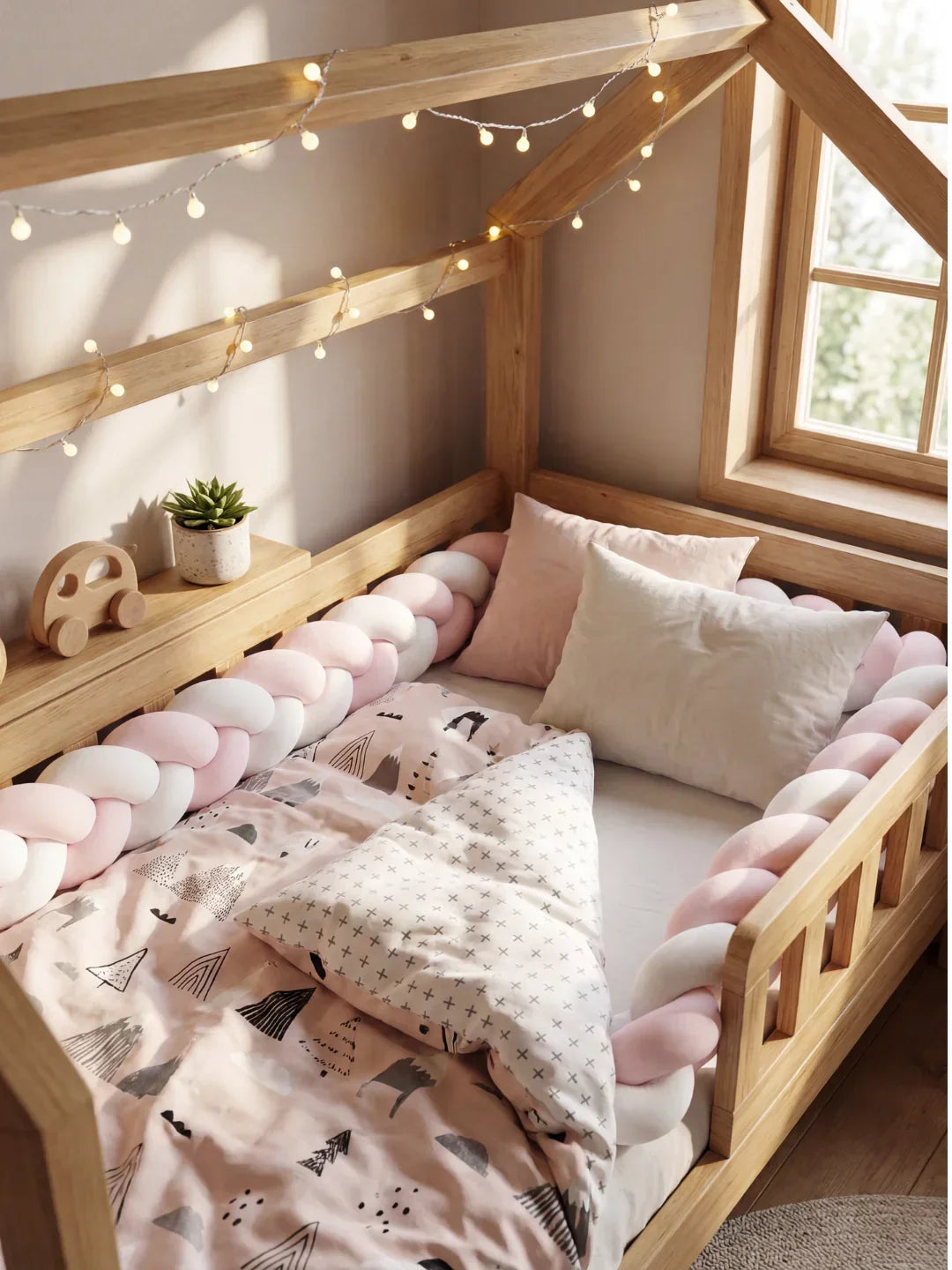 Two-Tone Braided Baby Crib Bumper — Premium Protection