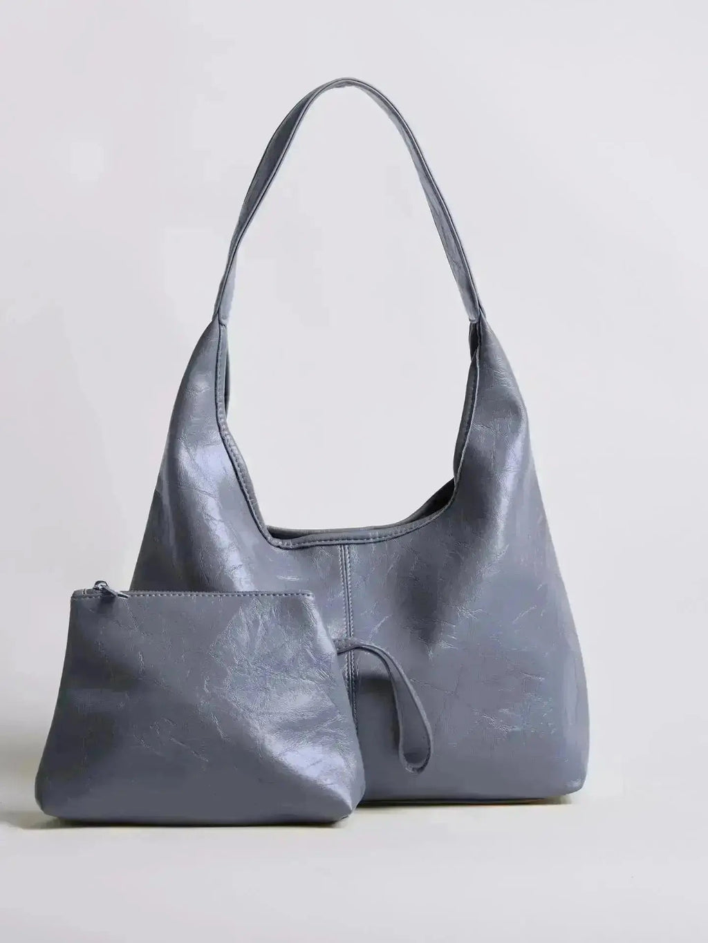 Saco de couro vintage envelhecido — inclui estojo de cosméticos