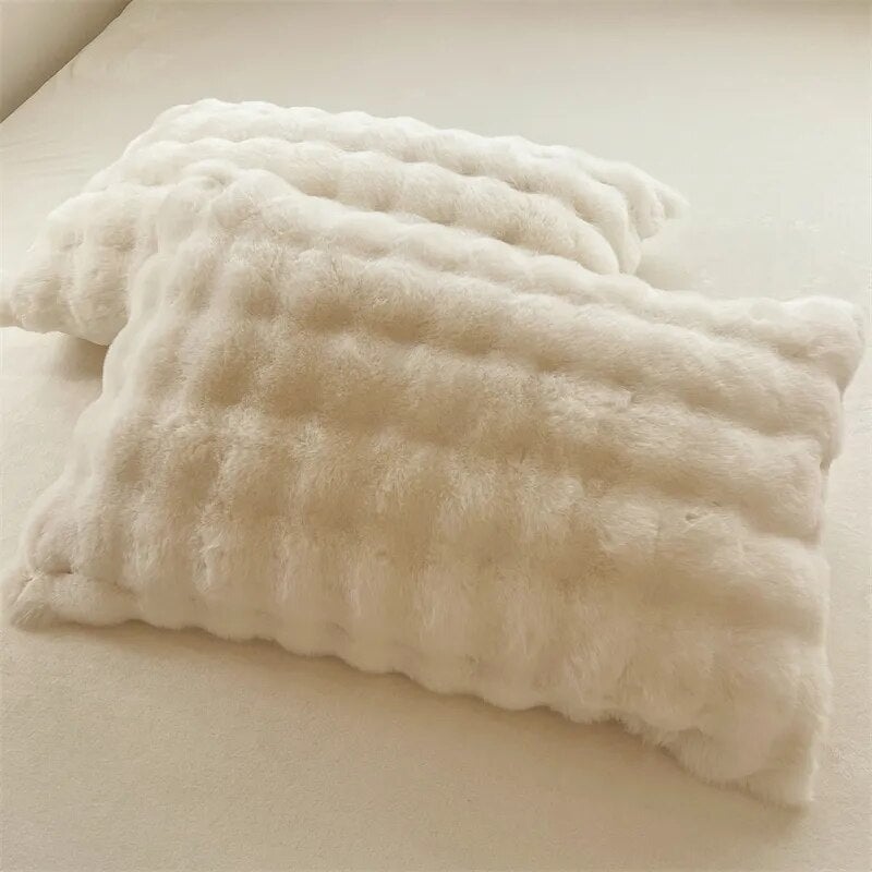 Manta de peluche em pelo sintético ultramacio com padrão de bolhas