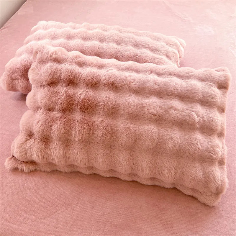 Manta de peluche em pelo sintético ultramacio com padrão de bolhas