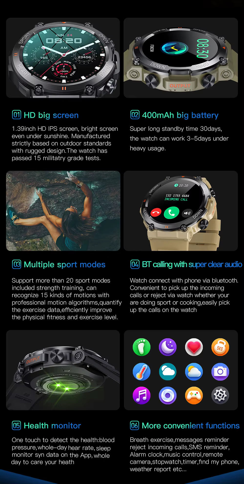 Titan Watches taktisk smartwatch — uforgængeligt, lang batteritid