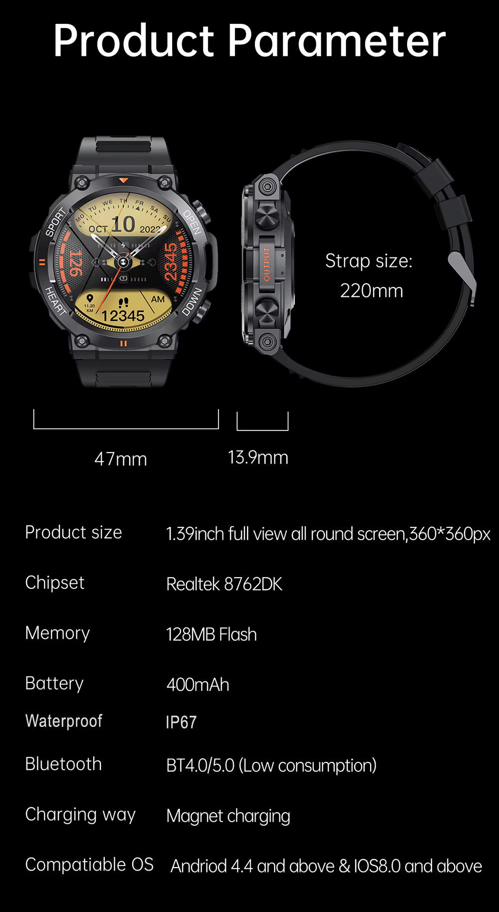 Titan Watches taktisk smartwatch — uforgængeligt, lang batteritid