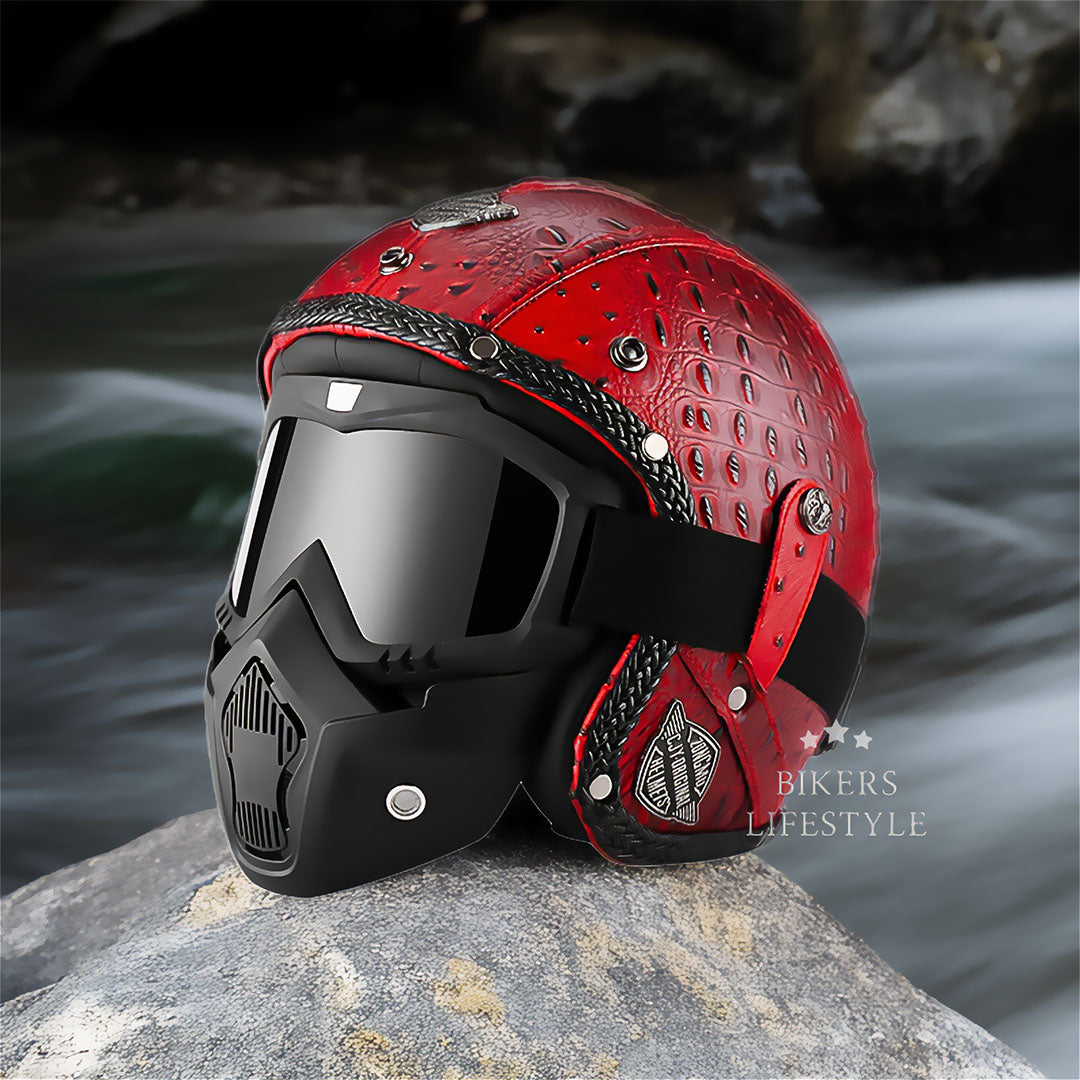 MotoJet Retro Chopper Helmet — DOT and ECE Certified, 3/4 Open Face