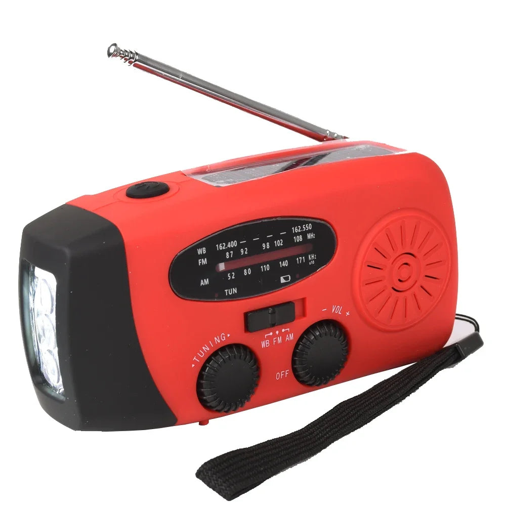 רדיו חירום LifeSaver עם מנגנון טעינה ידני, טעינה סולארית וסוללת גיבוי
