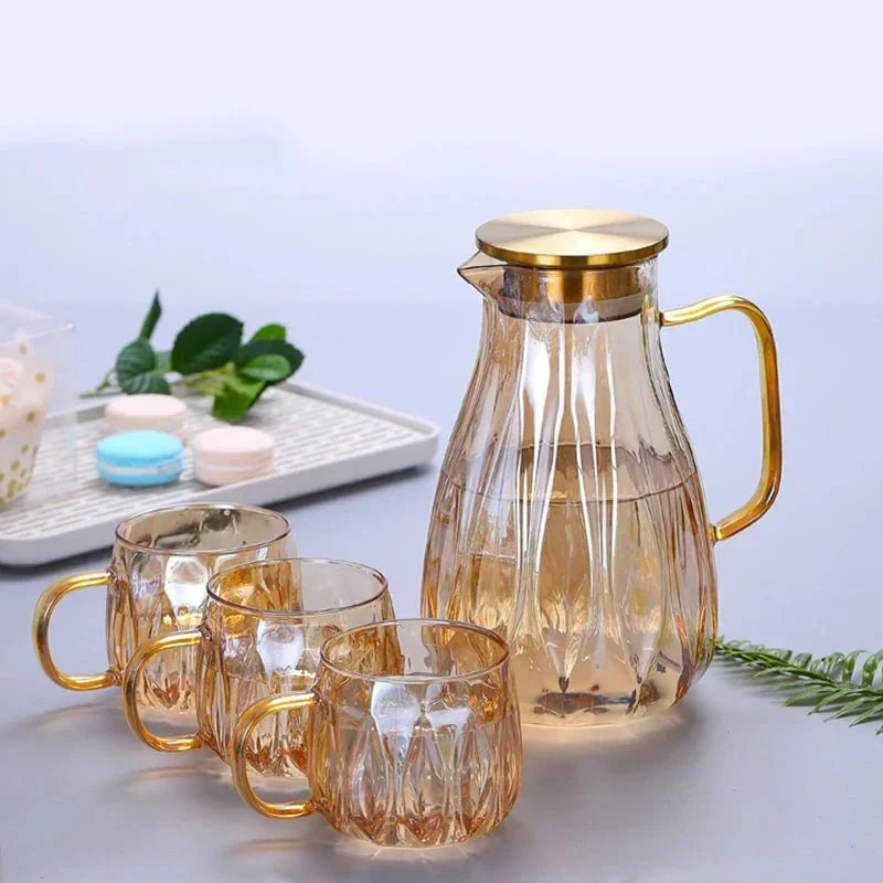 Wasserkrug-Set aus Glas im Retro-Stil mit passenden Trinkbechern