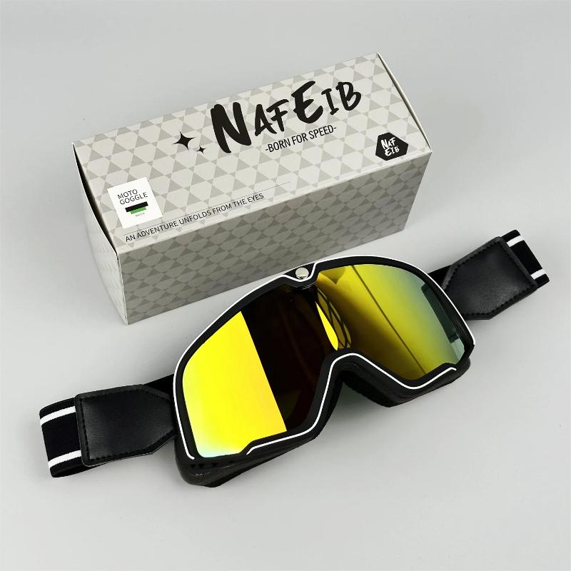 Retro-Motorradbrille - UV-Schutz, passt über Brillen