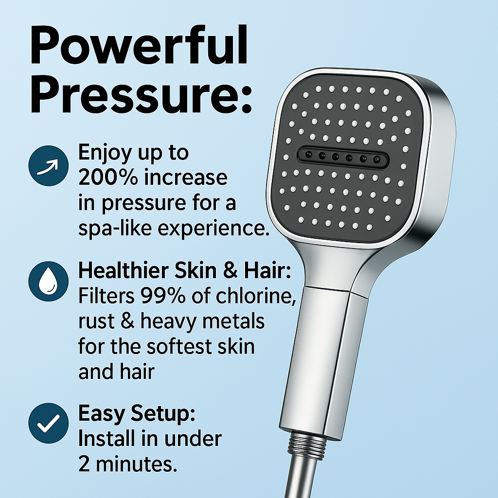 High-Pressure Shower Head – Turbo Boost Technology & Water Filtration | Filindra
