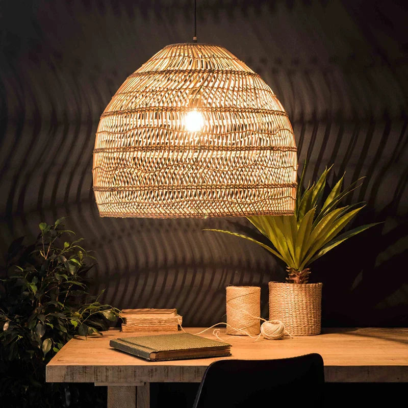 Lyraweave Pendant Light Handwoven Wicker For Dining Areas