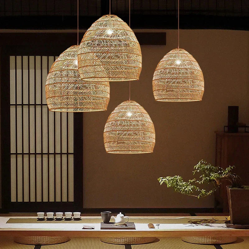Lyraweave Pendant Light Handwoven Wicker For Dining Areas