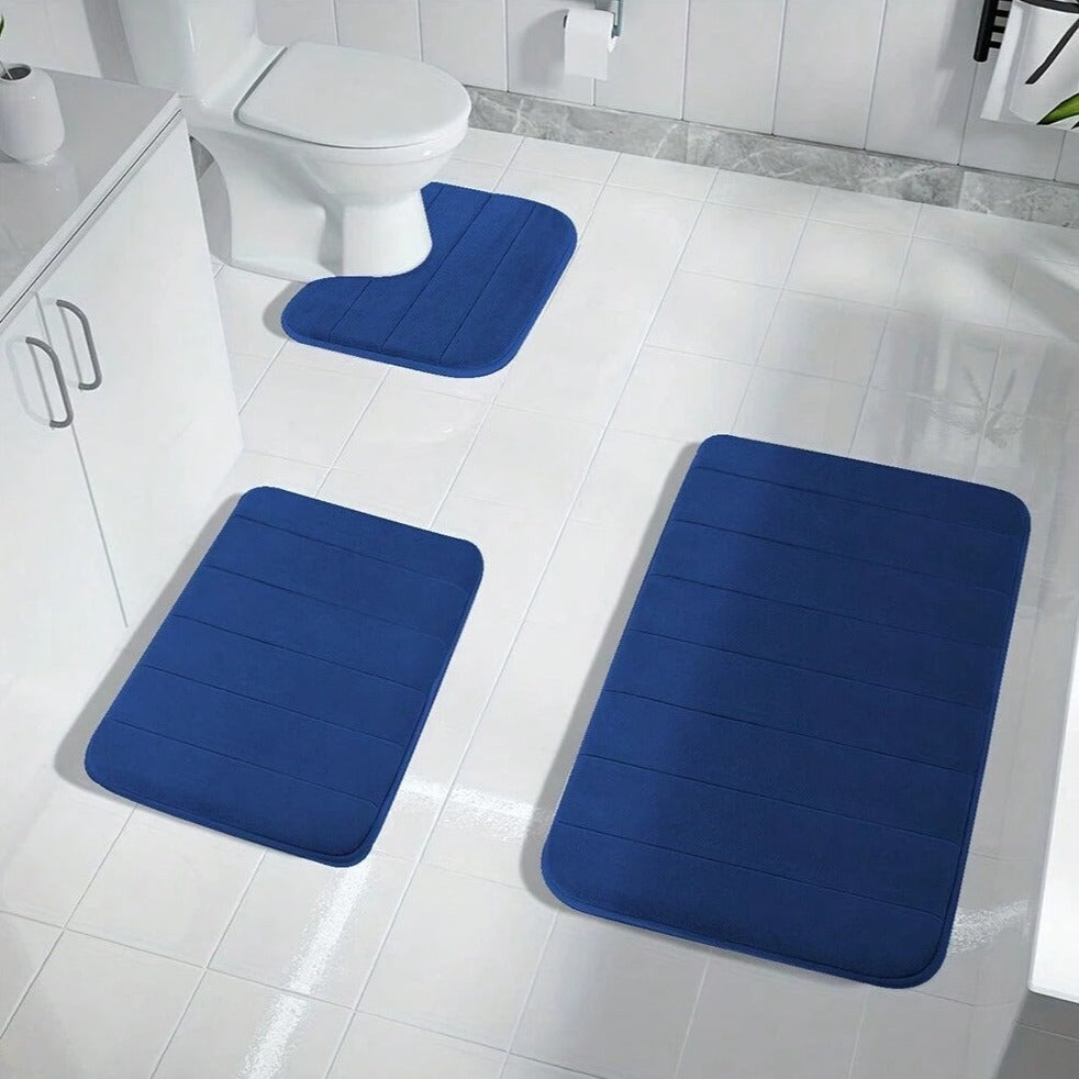 3-Piece Memory Foam Bath Mat Set — Non-Slip, Plush Comfort