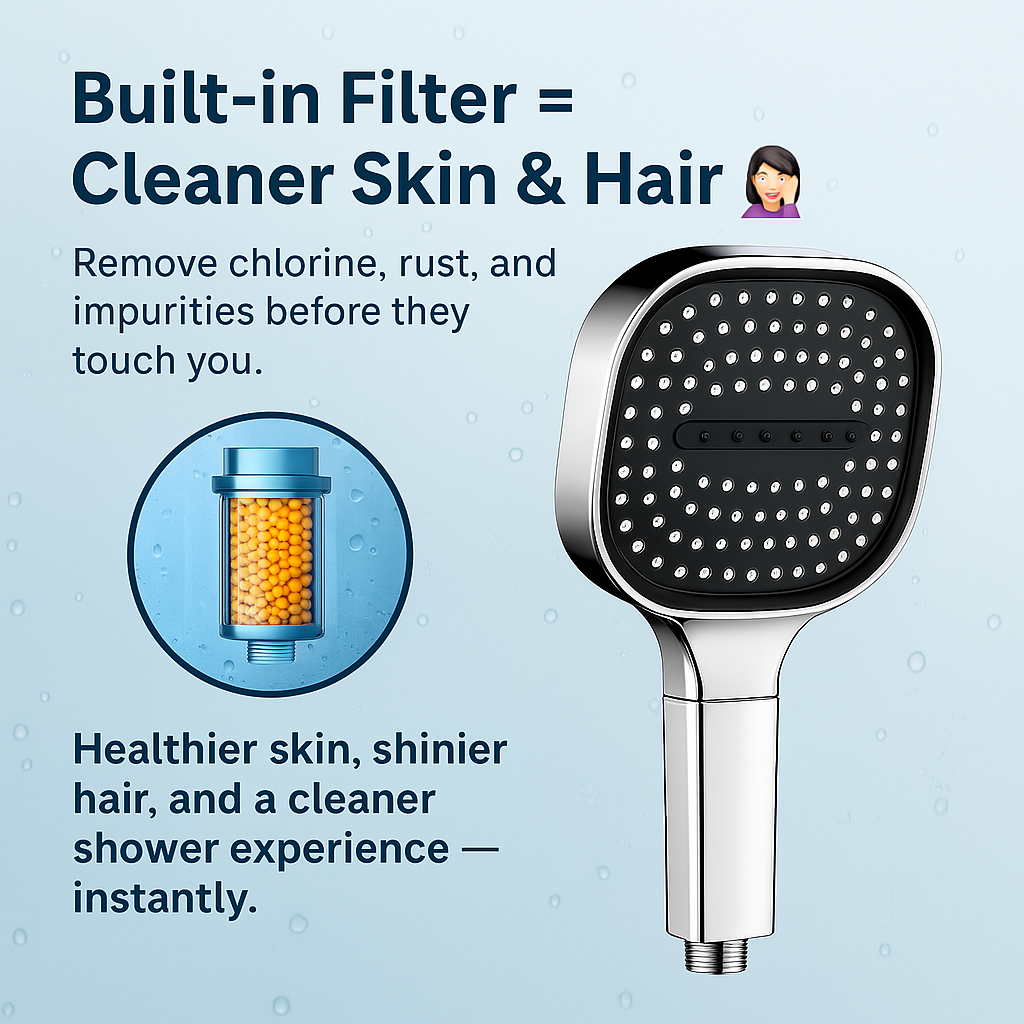 High-Pressure Shower Head – Turbo Boost Technology & Water Filtration | Filindra