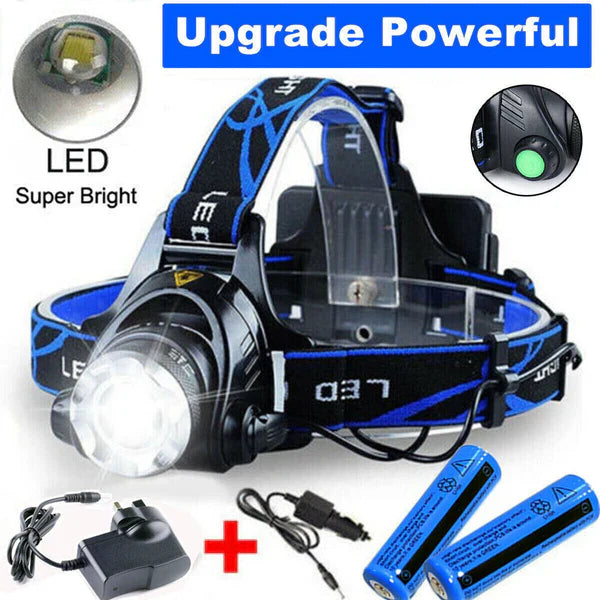 990000LM Rechargeable LED Headlamp Zoomable Torch Tactical Headlight Flashlight | Filindra